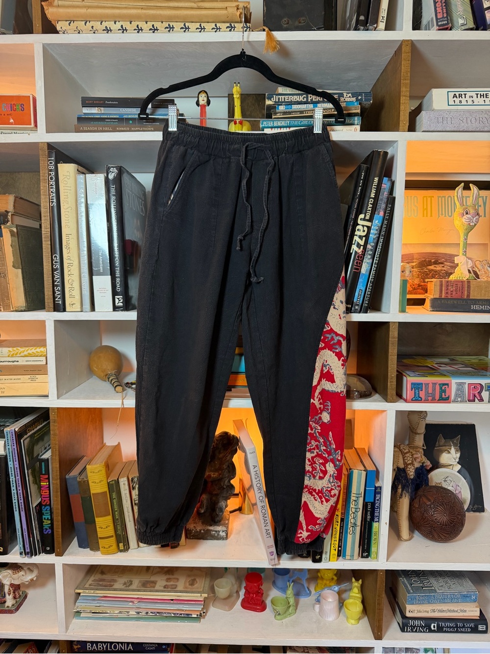 Men's Black Elastic Waist Jogger Pants